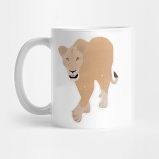 Watercolor Stalking Lioness with Mouth Open Mug